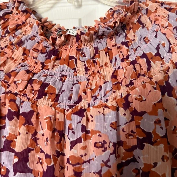 Madewell Smocked Mock Neck Top Floral Breeze size medium - Picture 9 of 10